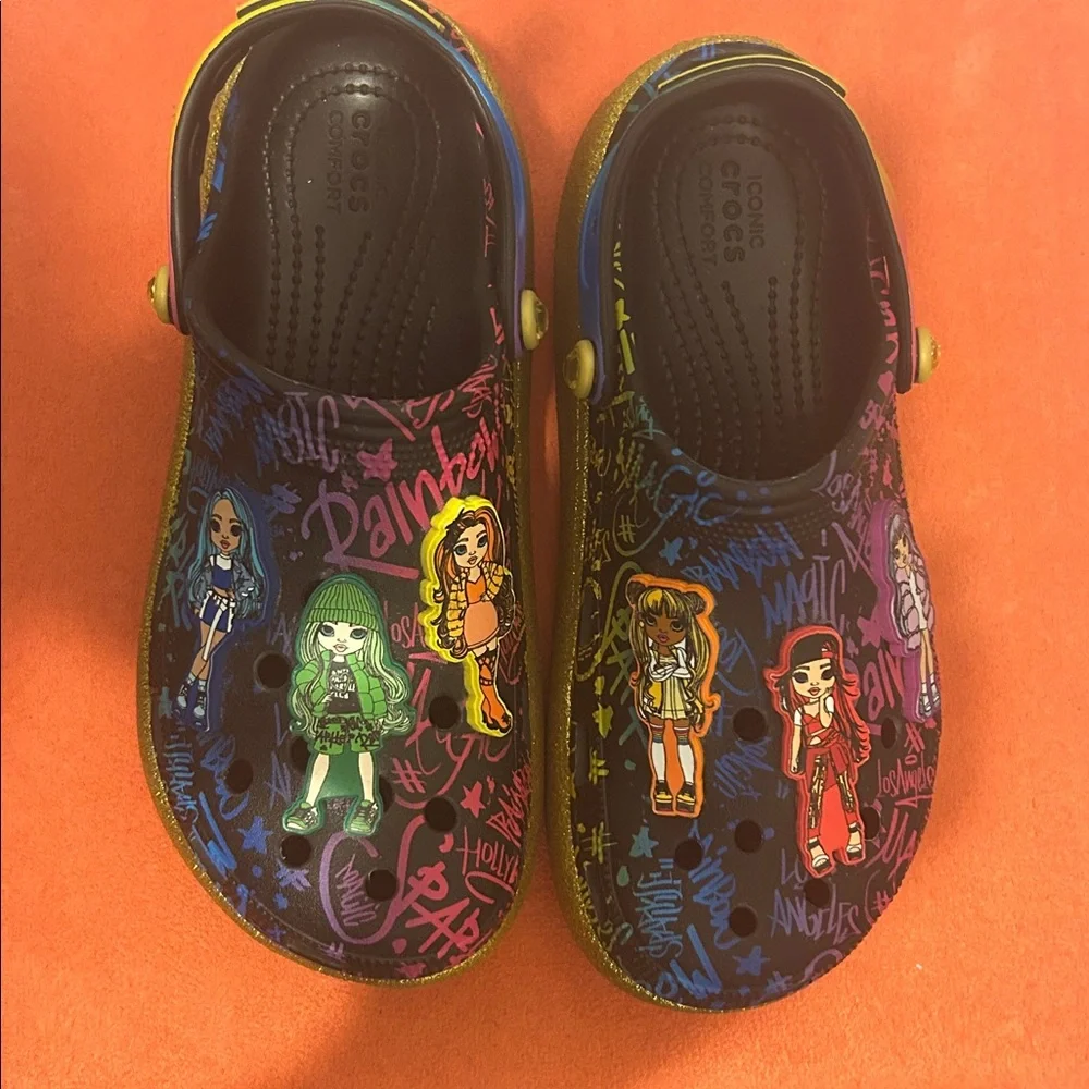 NWOT Rainbow High Colorful Crocs